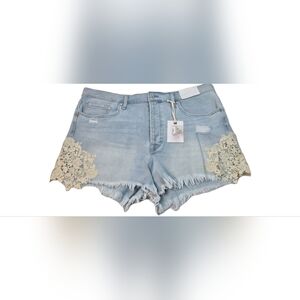 Jessica Simpson Sky Blue Jean Shorts with Lace Accents